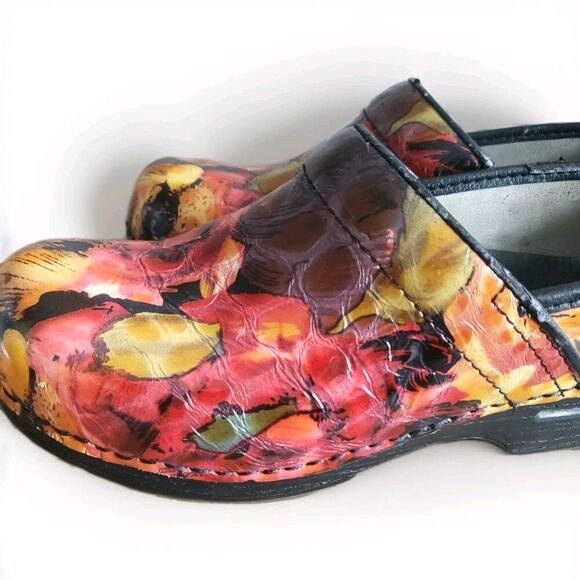 Dansko Patent Leather Clogs Women’s 6.5  XP Multi Floral  Work Slip Resistant - Picture 6 of 12